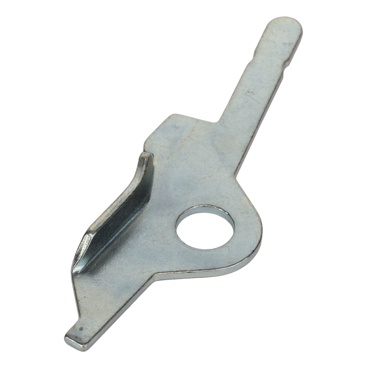 The AGCO | LOCK - AL5020381 is a metal latch mechanism with a hooked end and a central circular hole. No additional product description information is available.