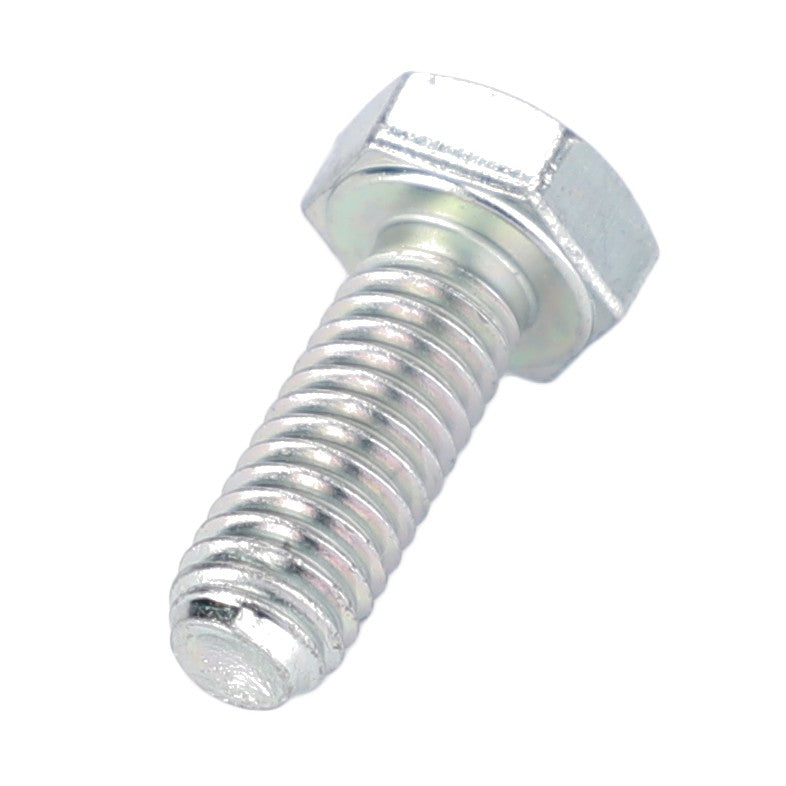 A close-up image of an AGCO Hex Head Bolt - X487520041000 with a threaded shaft on a white background, perfectly fitting Fendt models including the Vario S4.