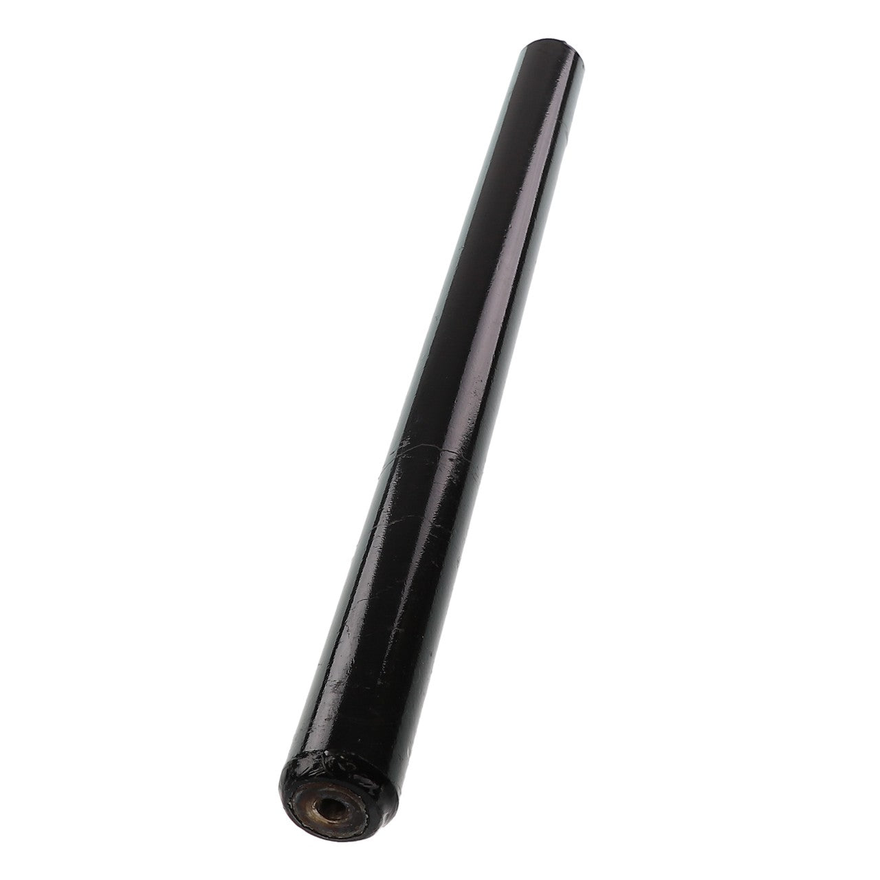 A long, cylindrical black metal rod with a small circular opening at one end. Product Name: AGCO TIE ROD - AL335208 by AGCO.