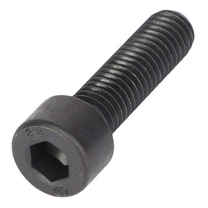 The AGCO SOCKET HEAD BOLT - 0902-10-26-00 by AGCO is a black hex socket head cap screw featuring a threaded body and a hexagonal socket designed for tightening with an Allen key. No current product description information has been overlooked in this concise summary.