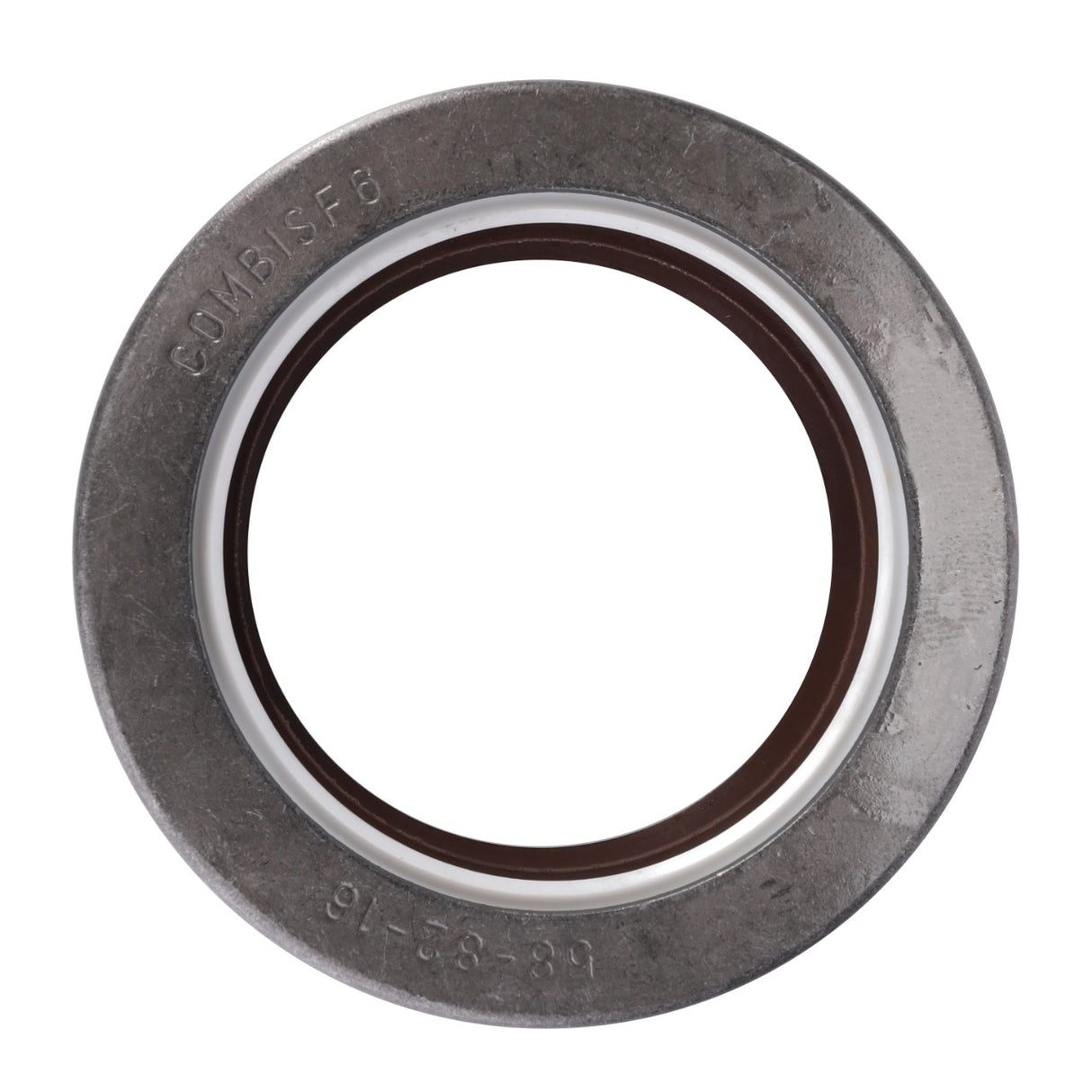 A close-up view of the AGCO Oil Seal - Va139420, commonly found in front axle components of Massey Ferguson models, with an inner ring and visible engravings on the outer edge. The background is plain white.