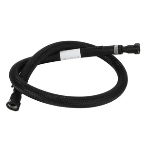 The AGCO | Fuel Hose - Acw4052320 by AGCO is a coiled black braided hose with connectors on both ends, designed for exceptional durability and flexibility.