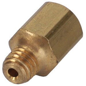 The AGCO UNION - D43009500 is a durable brass fitting, hexagonal in shape, featuring precision threading and a male screw end for secure connections.