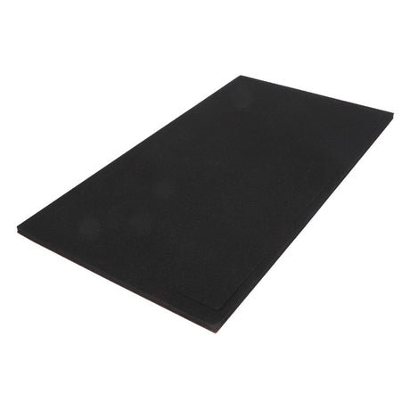 The AGCO Gasket, Cab Roof Cladding - 3787141M1, a black rectangular foam sheet perfect for high-performance applications, is showcased against a white background.