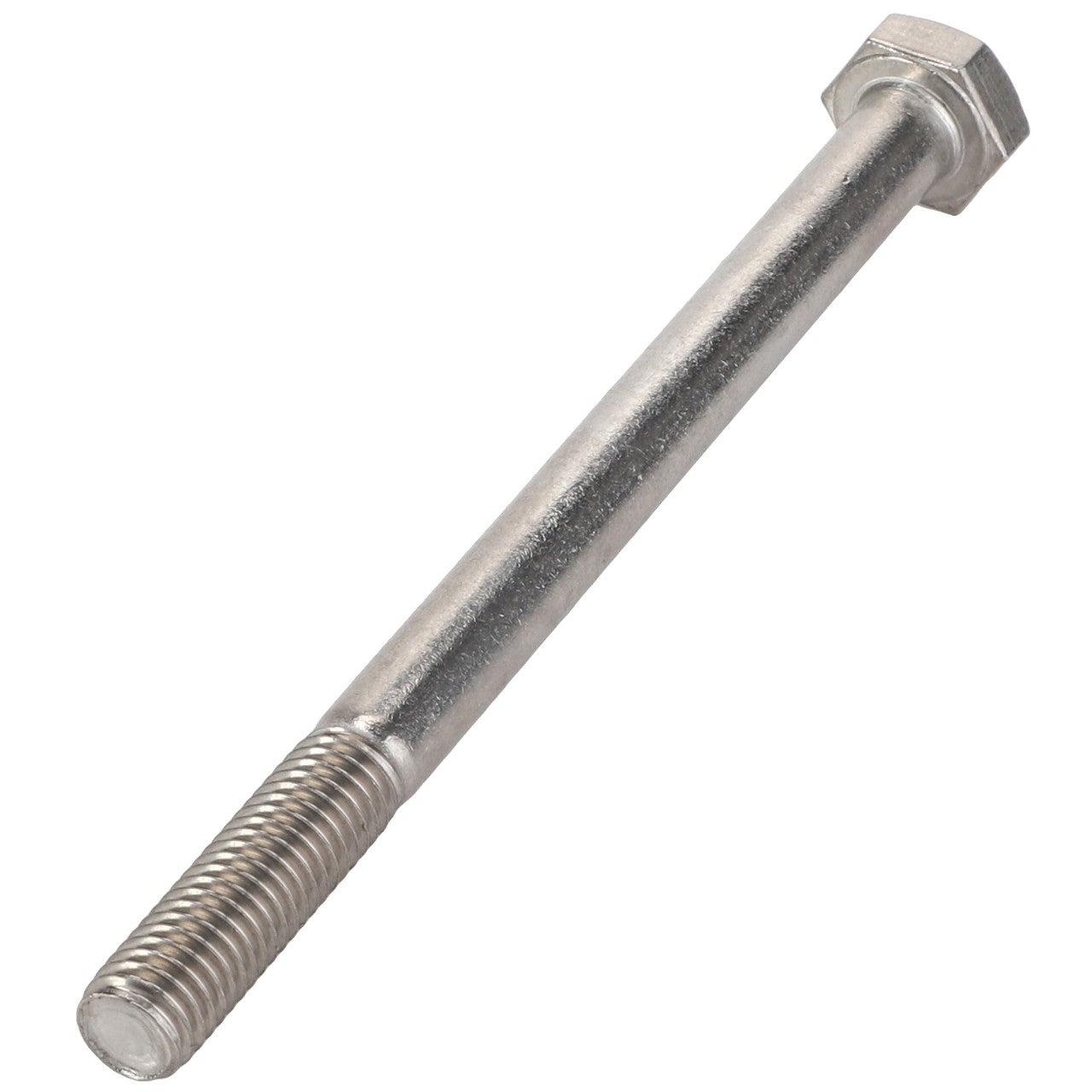 An image of AGCO's Bolt - E105068, a metal hexagonal bolt featuring both threaded and unthreaded sections, oriented diagonally. No additional product description information is currently available.