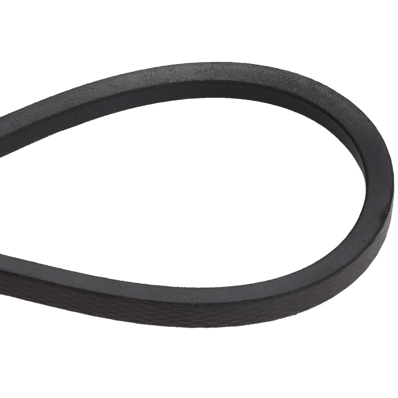 A close-up view of the AGCO BELT - D41942200, a black rubber V-belt used in machinery for efficient power transmission between shafts.