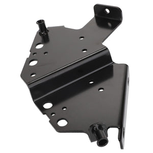 The AGCO | Support - Acw071069A, a black metal bracket featuring multiple holes and mounting points, is expertly engineered for attaching or supporting components within a mechanical structure.