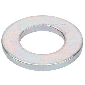 The AGCO Flat Washer - 390973X1 is a flat, round metal washer with a central hole, perfect for use in Massey Ferguson models or on a cutting table.