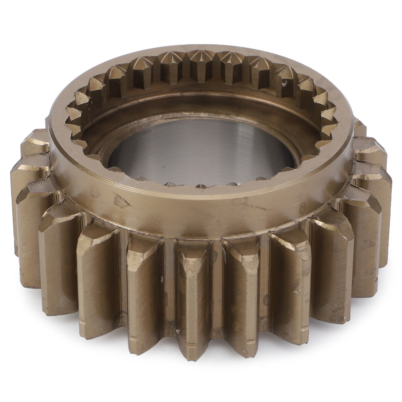 A robust, cylindrical metallic gear with interlocking teeth, meticulously designed for mechanical applications in Massey Ferguson and Fendt models, is available as the AGCO Pinion - 4310427M3 from AGCO.