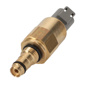 The AGCO Pressure Sensor - Acx2600850 features a brass and gray design with a threaded body and a durable black O-ring at the tip.