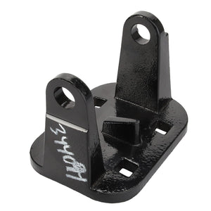 The AGCO Carrier - Acp0040940 is a black metal bracket featuring four square holes and two vertical tabs, each with a circular hole. The number 344081 is marked on one tab. Currently, there is no detailed product description available.