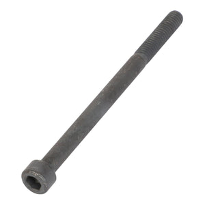 The AGCO | SCREW - AL5004946 is a long, black hex socket cap screw featuring a threaded end and a cylindrical shaft. No current product description information is available for this item.