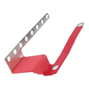 AGCO | Buss Bar - Acw1743430 by AGCO is a metal bracket featuring holes on one side and a red-coated, angled extension on the other, designed for versatile applications and easy installation.