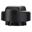 The AGCO | Cap - Acw3517180 from the AGCO brand is a black plastic cap with a molded, slightly elevated top section and a circular base featuring several protruding clips. It is suitable for closing or sealing cylindrical containers or components. No current product description information is available.