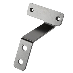 The AGCO | Bracket - Acw3378880 from the brand AGCO is a black, Z-shaped metal bracket featuring three holes on one side and two holes on the other, specifically designed for mounting or fastening purposes. Currently, there is no information available about any additional accessories for this bracket.