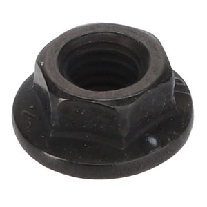 A hexagonal nut with a flat base and internal threading, used for fastening purposes. Product Name: AGCO | Hex Flange Nut - Acw0863260 by brand AGCO.