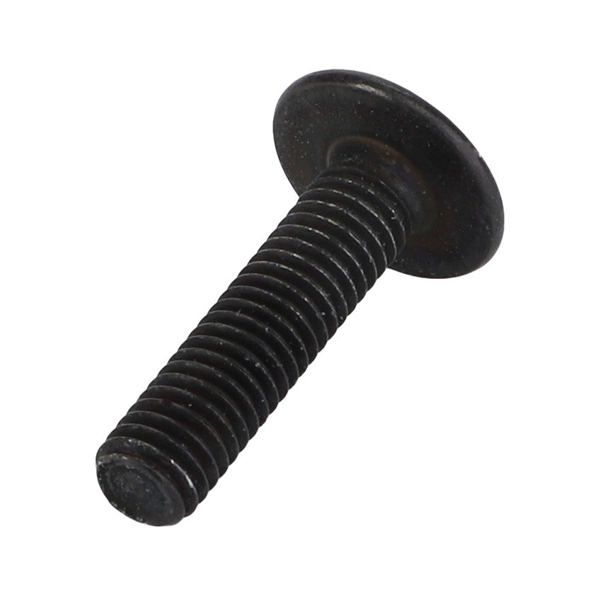 The AGCO | Torx Head Screw - Acx3034190 by AGCO features a black metal construction with a wide, flat Torx head and a threaded shaft that is angled slightly upward. No current product description information is available.