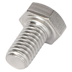 Close-up image of the AGCO | HEXAGONAL HEAD BOLT - AG518071, featuring a silver hex bolt with a threaded shaft and a hexagonal head. No current product description information is available.