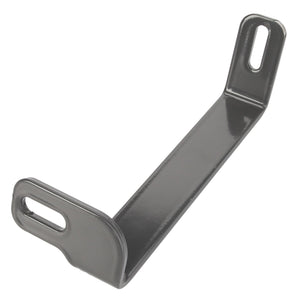 The AGCO Bracket - Acw1038550 by AGCO is a metal bracket with a black finish, featuring an elongated U-shape and oval holes at both ends. No current product description information is available.