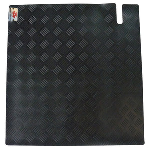 A black, textured rubber mat with a small tab at the top right and a label in the top left corner. Product Name: AGCO | Floor Mat - Acp0610260, Brand Name: AGCO.