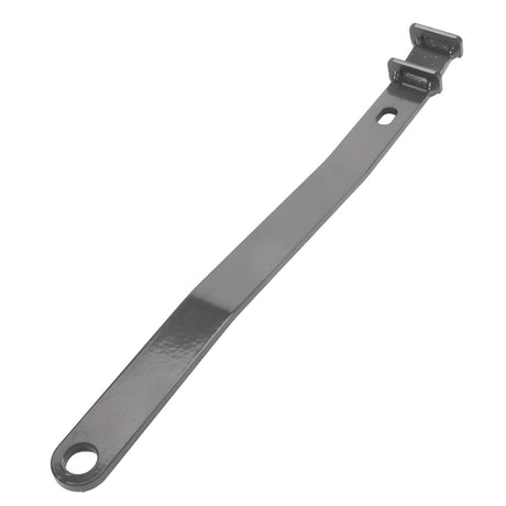 A flat, elongated metal bar with a loop hole at one end and a bracket with two prongs at the other end. Product Name: AGCO | Lever - Acw3429940 from the brand AGCO. No current product description information is available.