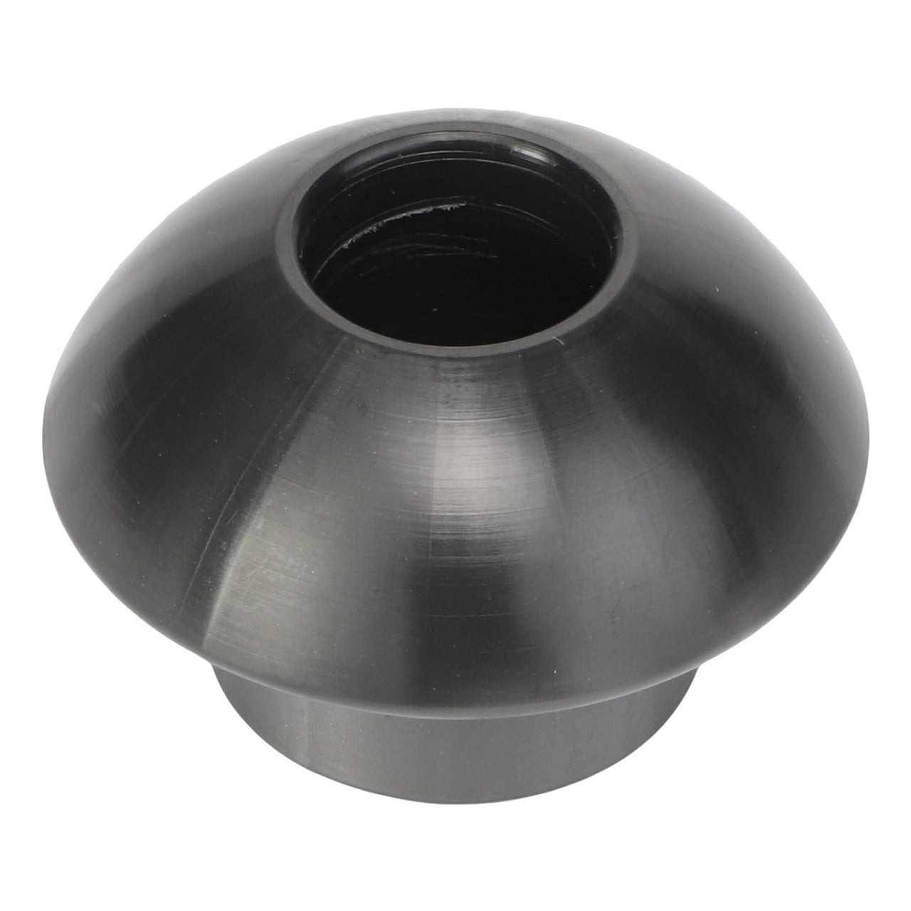 The AGCO | Nose - Acw0800220 is a dome-shaped, metallic, black object with a central hollow cylindrical opening on top.