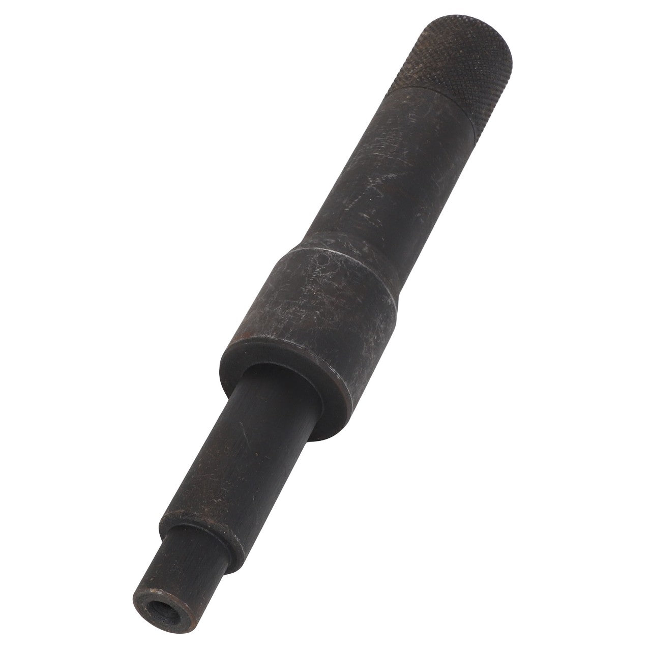 The AGCO Tool - Ser011 is a metal cylindrical tool featuring a knurled handle and two step-down sections, ideal for mechanical or engineering applications.