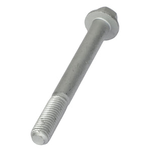 The AGCO Hex Flange Head Machine Screw - Acw1041000 is a single metal bolt featuring a hex flange head and a partially threaded shank, positioned at a slight angle. No current product description information is available for this item.