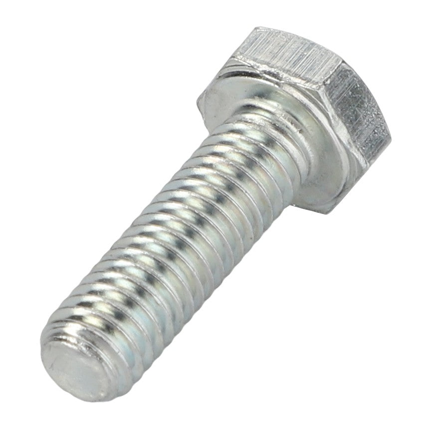 Against a white background lies an AGCO HEXAGONAL HEAD BOLT - 0901-20-47-00, featuring a silver finish and threading along its shaft, but no current product description information is available.