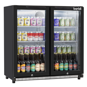 Baridi Hinged Double Door, Back Bar Drinks Fridge/Cooler, 190L Capacity