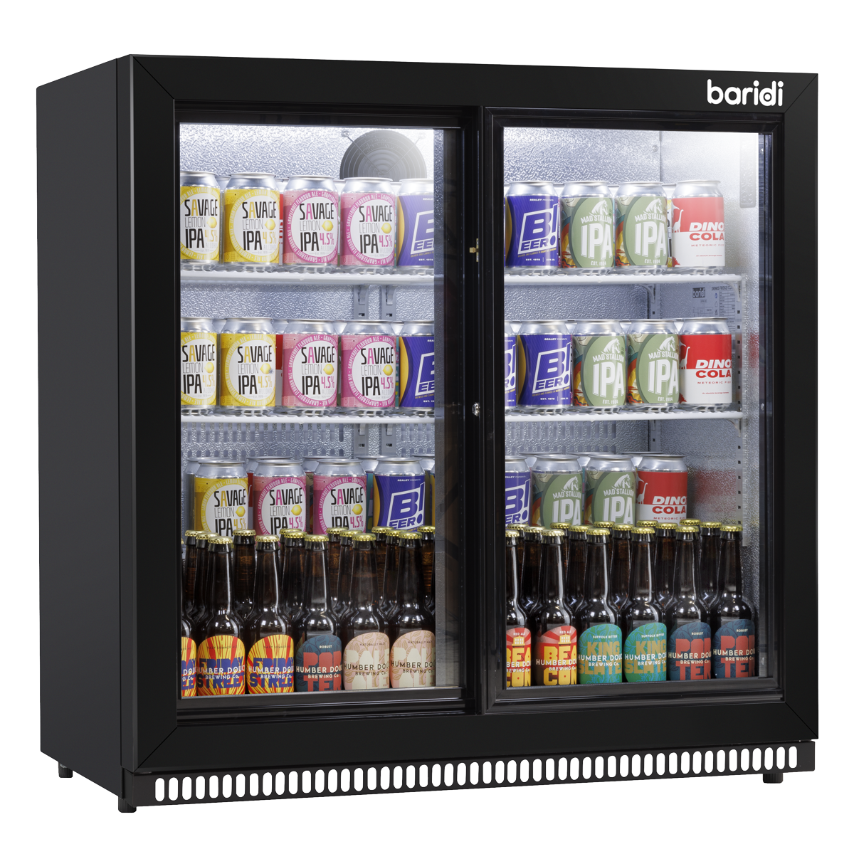 Baridi Back Bar Drinks Fridge/Cooler with Double Sliding Doors, 190L Capacity