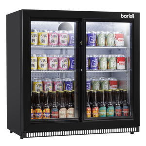 Baridi Back Bar Drinks Fridge/Cooler with Double Sliding Doors, 190L Capacity