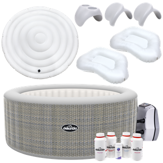 Sealey | Dellonda 2-4 Person Inflatable Hot Tub/Spa with Smart Pump & Starter Kit - Rattan Effect - DL100