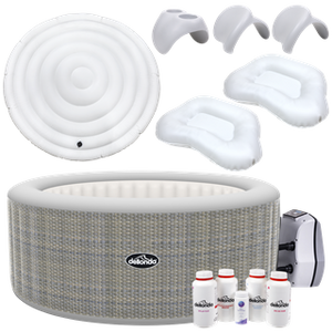 Sealey | Dellonda 2-4 Person Inflatable Hot Tub/Spa with Smart Pump & Starter Kit - Rattan Effect - DL100