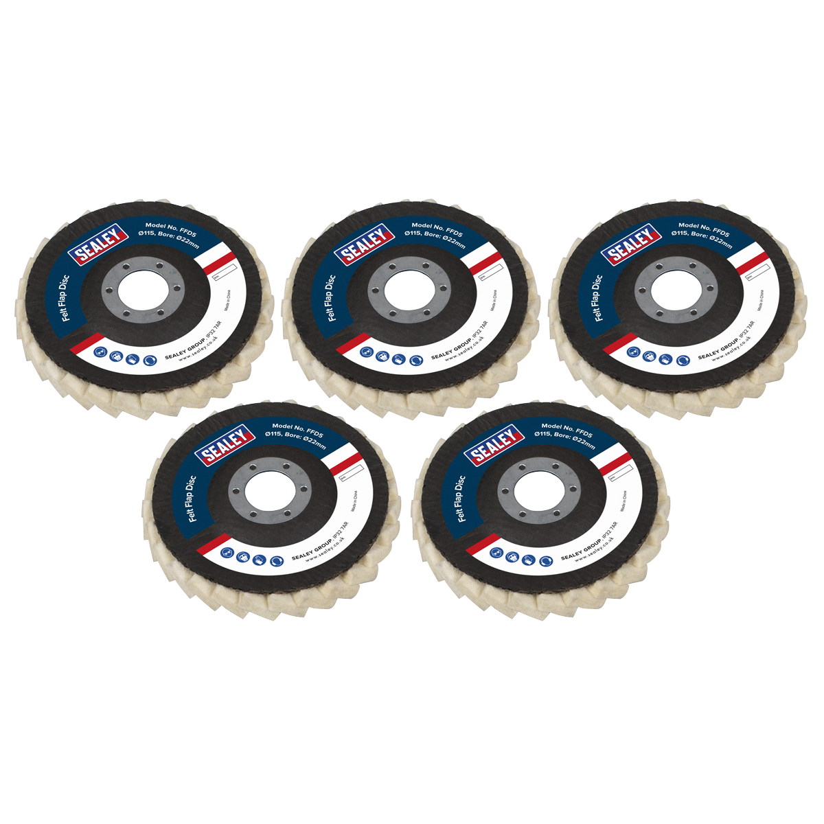 Sealey | Felt Flap Disc Ø115mm Ø22mm Bore - Pack of 5 - FFD5