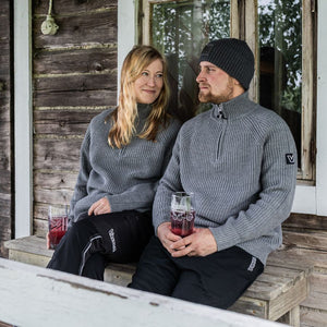 Valtra Knit Troyer Grey Sweater - V4281150