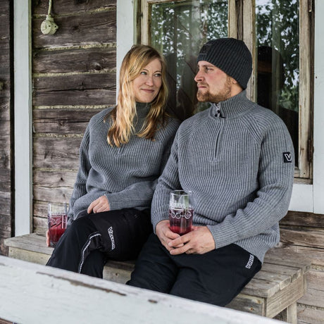 Valtra Knit Troyer Grey Sweater - V4281150
