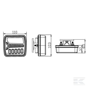 Wireless light set LED, square, 12V, Li-ion, magnetic, 110x103, 7-pin plug - LA60035