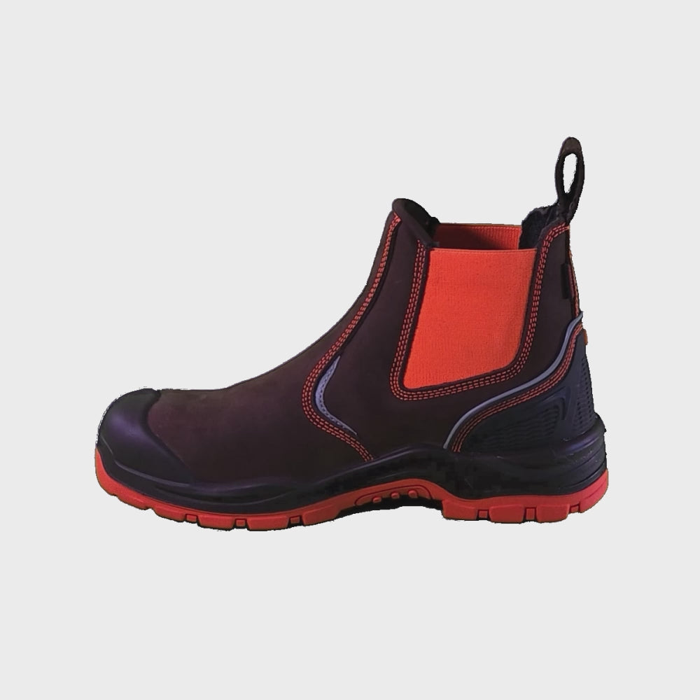 *STOCK CLEARANCE* - UK Size 11 & 12 - Buckler Waterproof Safety Boots – Hi-Viz Orange/Brown Steel Toe Work Boots | BVIZ3OR/BR