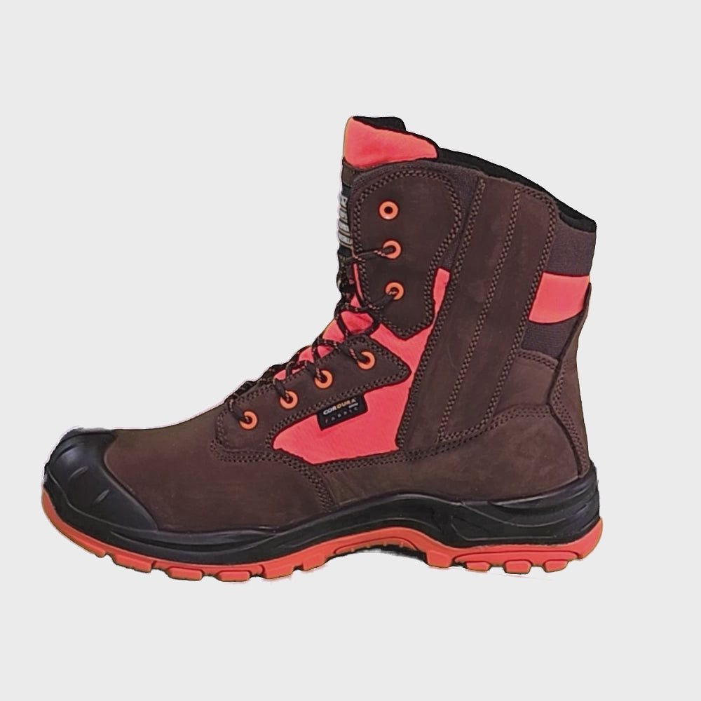 *STOCK CLEARANCE* - UK Size 7 - Buckler Hi-Vis High Leg Zip Waterproof Safety Boots – BVIZ1OR/BR