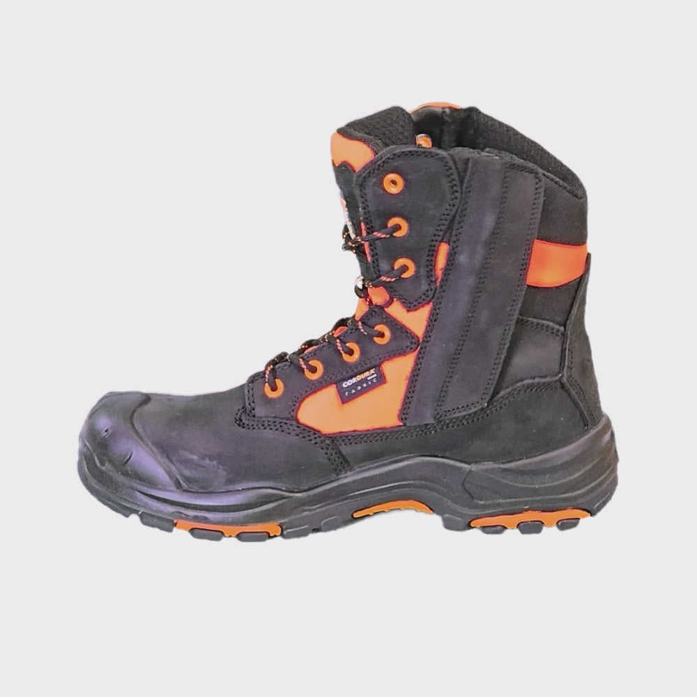 *STOCK CLEARANCE* - UK Size 6, 7 & 11 - Buckler Safety Lace/Zip Boot – BVIZ1/OR | Hi-Vis, Waterproof & Slip-Resistant