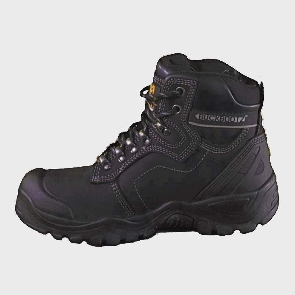 *STOCK CLEARANCE* - UK Size 12 & 13 - Buckler Buckshot Safety Boots – Black Waterproof Steel Toe Work Boots | BSH009BK
