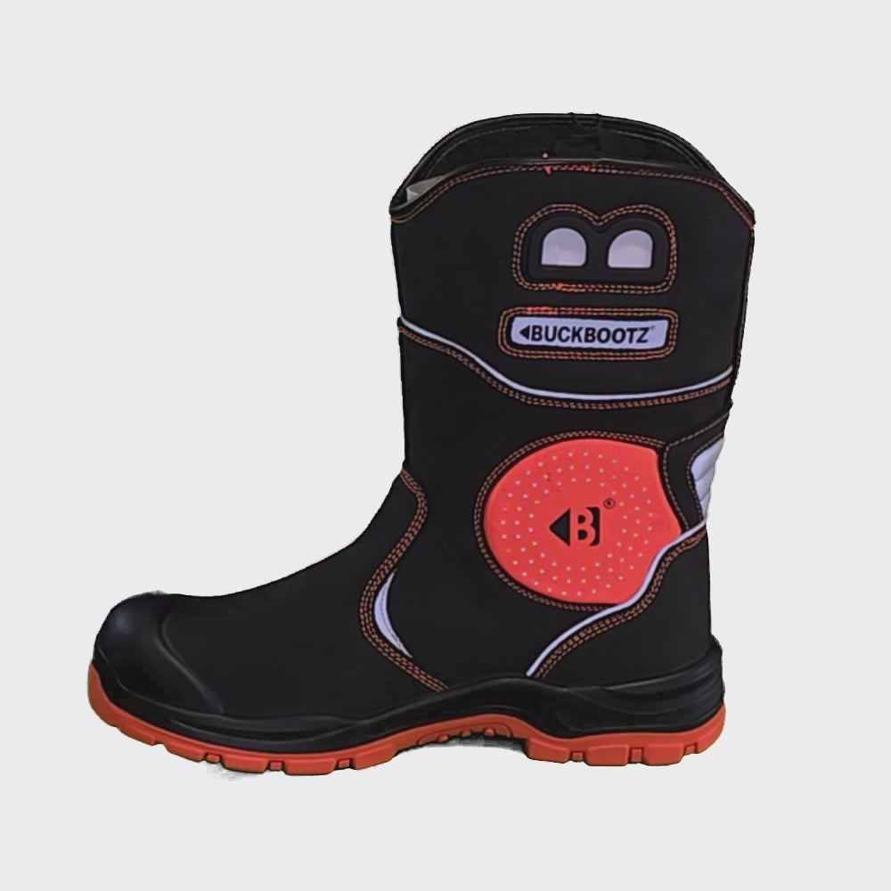 Buckler BVIZ5 S7 Hi-Vis Waterproof Safety Rigger Boots – Orange/Black | Metal-Free & Slip-Resistant