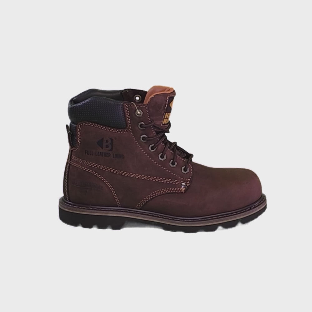 *STOCK CLEARANCE* - UK Size 8 - Buckler Lace Safety Boot – B425SM | Goodyear Welted, Steel Toe & Oil-Resistant Sole