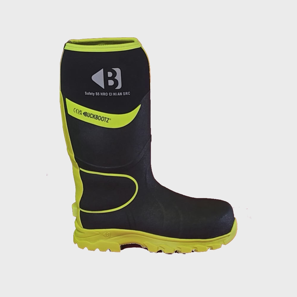 Buckler - Buckler Hi Viz Safety Wellies - Black -BBZ8000BK/YL