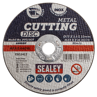 Sealey | 75 x 1.2mm Cutting Disc 10mm Bore - Pack of 10 - PTC/3CT10