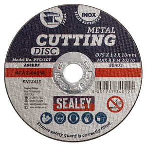 Sealey | 75 x 1.2mm Cutting Disc 10mm Bore - Pack of 10 - PTC/3CT10