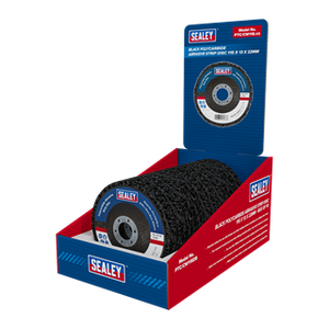 Sealey | 115 x 13mm Black Polycarbide Abrasive Strip Disc 22mm Bore - Display Box of 10 - PTC/CW115DB