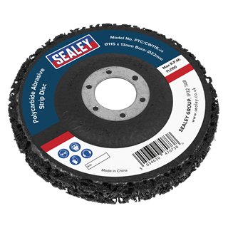 Sealey | 115 x 13mm Black Polycarbide Abrasive Strip Disc 22mm Bore - Display Box of 10 - PTC/CW115DB