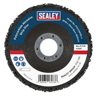 Sealey | 115 x 13mm Black Polycarbide Abrasive Strip Disc 22mm Bore - Display Box of 10 - PTC/CW115DB